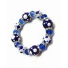 Polka Dots Glass Beaded Stretch Bracelet, Blue Hanukkah Bracelet, Christmas