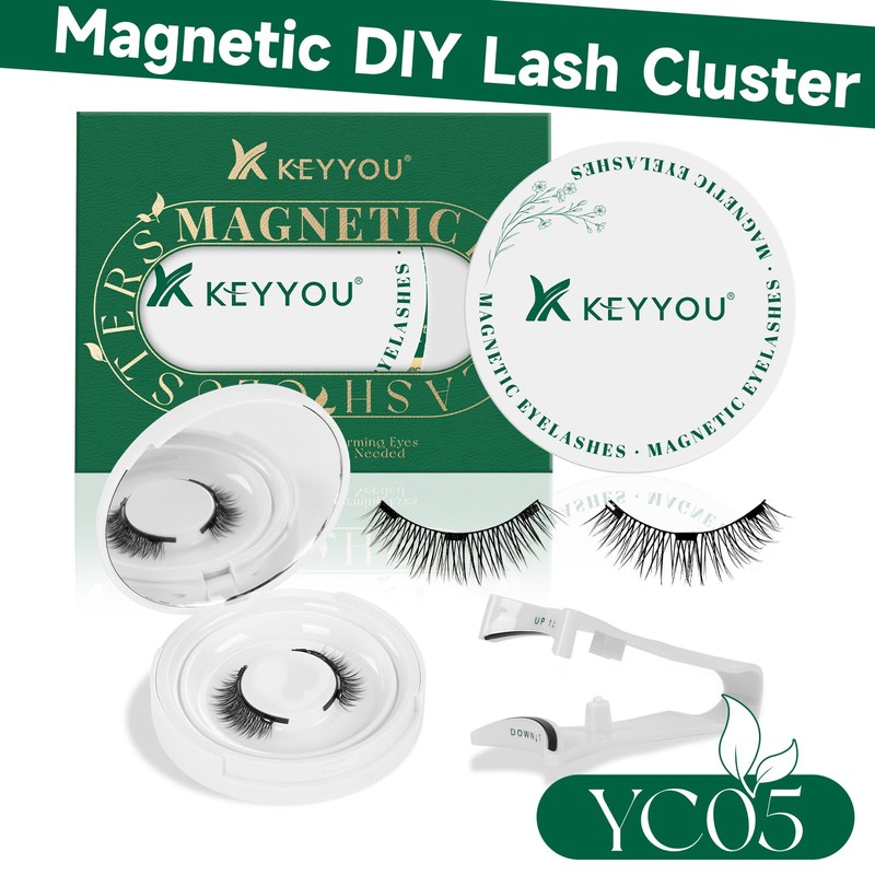 KEYYOU Reusable Magnetic Eyelashes No Glue Needed with Applicator Tool
