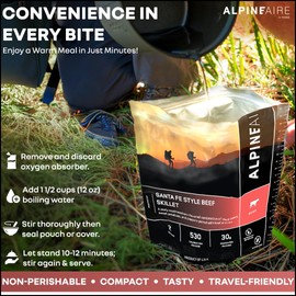 AlpineAire Foods Santa Fe Style Beef Skillet 4.97 Oz Freeze-Dried Meal, Gluten-Free, High-Protein, Perfect for Camping, Hiking, and Emergency Preparedness 2 Servings 530 Calories 30g Protein Pack of 1