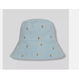 JOCELYN French Terry reversible packable bees women's bucket hat - BLUE / WHITE