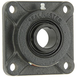 Sealmaster SF-16C Standard Duty Flange Unit, 4 Bolt, Regreasable, Contact Seals, Setscrew Locking Collar, Cast Iron Housing, 1" Bore, 3-3/4" Overall Length, 2-3/4" Bolt Hole Spacing Width, 17/32" Flange Height