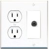 15 Amp Duplex Round Power Outlet 1 Port 3.5mm Headphone/Aux