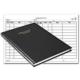 BookFactory Sample Receipt Log Book/Sample LogBook - 168 Pages Black Cover Smyth Sewn Hardbound 8 7/8" x 13 1/2" (LOG-168-SAM-01)