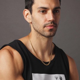 HZMAN 5mm Cuban Chain for Men Stainless Steel Men's Gold Chain Diamond Cut Hip Hop Link Chains Necklace 16-30 Inch (16in)