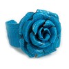 Avalaya Statement Turquoise Snake Print Leather Rose Flower Flex Cuff