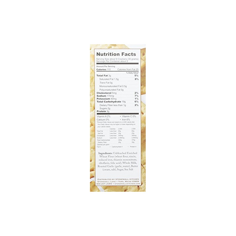 Stonewall Kitchen Roasted Garlic Crackers, 5 Ounces