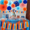 Blue and Orange Party Decorations Set Kids Birthday Paper Fan