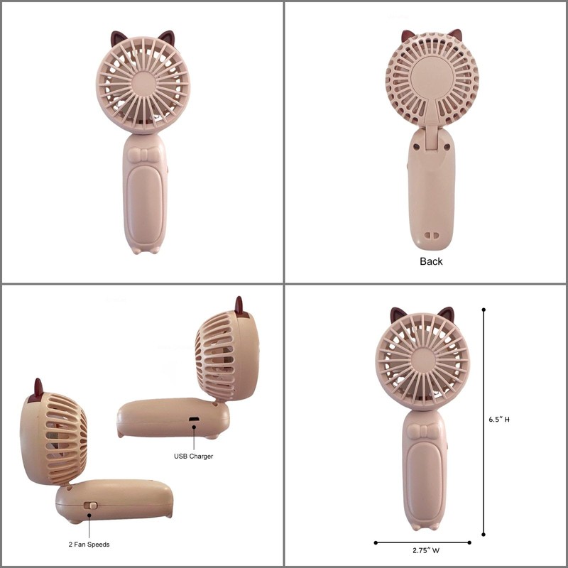 allydrew Mini Portable Handheld and Desktop Rechargeable USB Fan, Pink