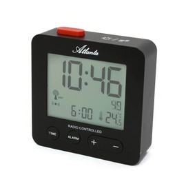 Atlanta Funkwecker Digital LCD Beleuchtung Temperatur Einfache Bedienung Obenabsteller Schwarz - 1882-7