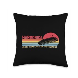 Chromatic Harmonica Set Accessories Beginner Gifts Instrument Mouth Harp Harmonica Throw Pillow, 16x16, Multicolor