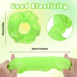 Ouligay 6PCS Neon Scrunchies for Hair 80s Soft Neon Hair Accessories for Girls and Womens Satin Neon Hair Ties Ponytail Holder Multicolor for Thin and Thick Hair Styling