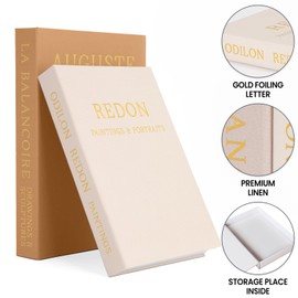 Aesthetic Decorative Books - Ideal for Coffee Table, Bookshelf & Mantle Decor - Set of 2 Linen Fake Book Boxes for Modern Home Decoration - Photo & Keepsake Storage, Brown