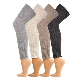 TippTexx 24 Cosy Leg Warmers Like Self-knitted Ones With Wool (Sheep And Alpaca), Leg Warmers, Also Over-The-Knee - Overknee anthracite.
