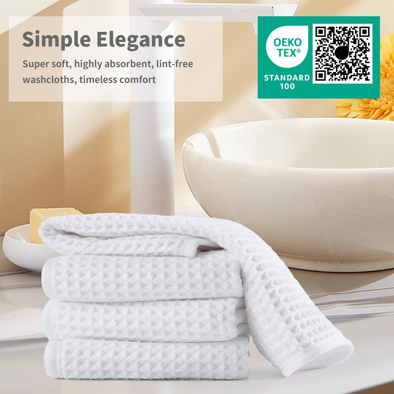 Microfiber Waffle Face Towels, 2 Pieces, Soft, Absorbent, Fast Drying,