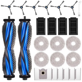 EOVWAEO 25 Pack Accessories for ECOVACS DEEBOT T50 PRO Omni / T50 Omni Robot Vacuum, Replacement 2 Anti Tangle Main Brush 6 Mop Pads 6 Dust Bag 6 Sidebrush 4 Filter 1 Cleaning Brush