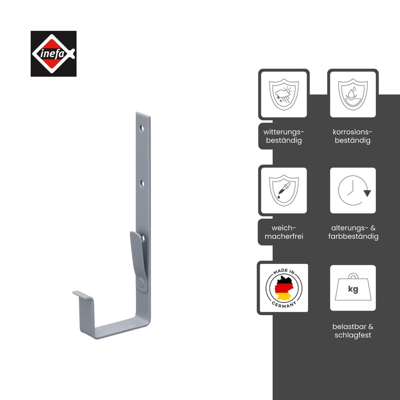 INEFA Gutter Holder Box Gutter Steel NW 68 Grey Gutter