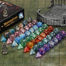 Polyhedral Dice, Coyeekn 7 x 7 Sets (49 Pieces) Polyhedral Glitter Dice for Dungeons & Dragons RPG MTG DND Table Game Dice D4 D8 D10 D12 D20