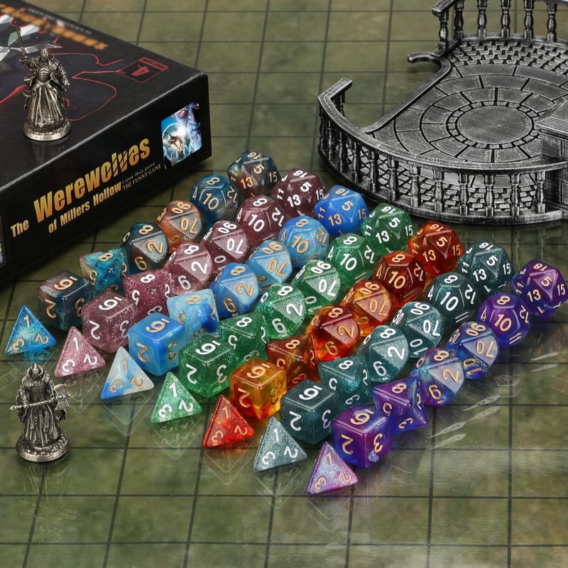 Polyhedral Dice, Coyeekn 7 x 7 Sets (49 Pieces) Polyhedral