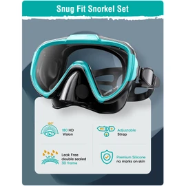 Seovediary Snorkel Set, Snorkeling Gear for Adults Anti-Fog Panoramic View Swim Mask Dry Top Snorkel Kit with Travel Bag for Snorkeling Scuba Diving Swimming Travel