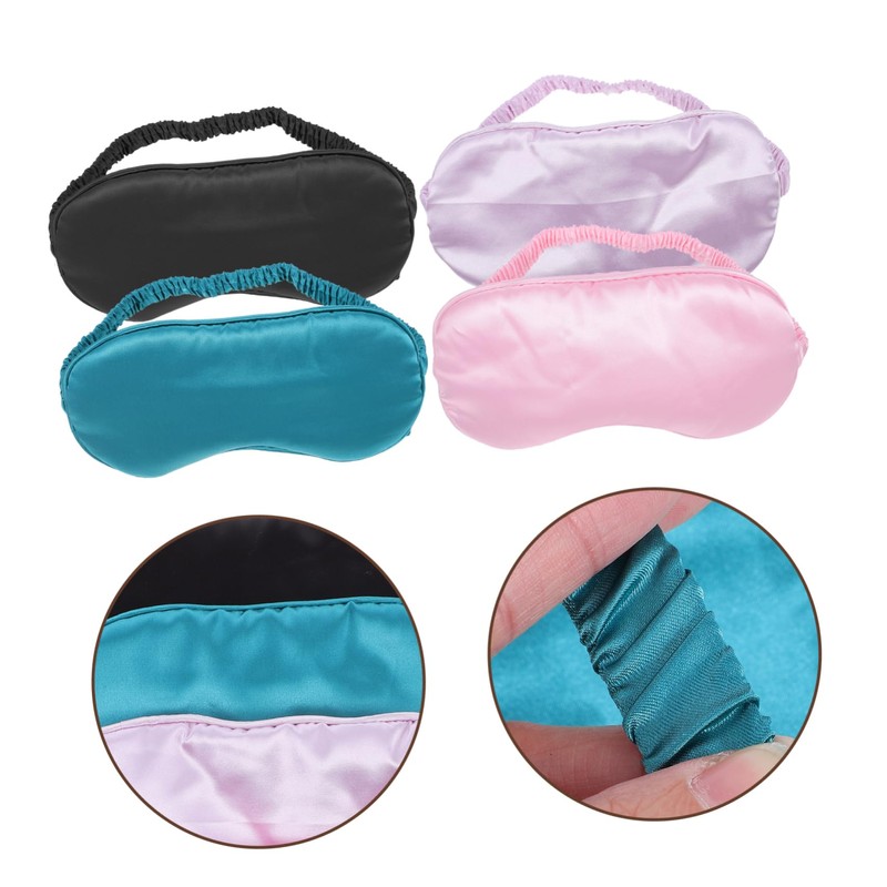 SAFIGLE 4pcs Faux Silk Eye Mask Double Sided Satin Sleep