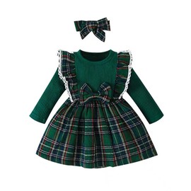 Hwenzlor Santa Dress, Women's Clothing for Girls, Kids' Dress, 2-Piece Set (Dress+Headband+Hair Clip), For Recitals, Parties, Costume, Autumn/Winter, Disguise, Party, Holy Night, Cultural Festival