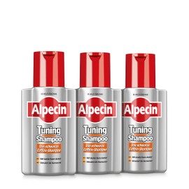 Alpecin Tuning-Shampoo - 3 x 200 ml - Das schwarze Coffein-Shampoo für graue Haare | Kräftige Farbpigmente halten dunkle Haare dunkel