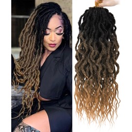 Faux Locs Crochet Hair 24Inch Goddess Locs Crochet Hair, 6Packs Crochet Locs Soft Locs Curly Ends Boho Faux Locs Synthetic Locs Crochet Hair Crochet Braids for Black Women Human Hair(1B/4/30, 24'')