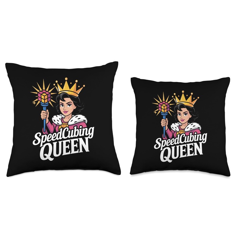 Speedcubing Queen Puzzle Champion for Nerd Girl Fans Throw Pillow