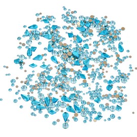 Blinginbox 150pcs Nail Art Rhinestones Aquamarine Flatback Round Rhinestones Charms Nail Gem Stones with 20pcs Multi Shapes K9 Bling Glass Crystals Diamonds Jewelry for Nail DIY Crafts Faces Makeup.