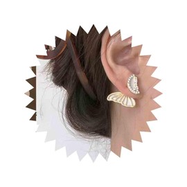 Iaceble Boho Butterfly Ear Jacket Earrings Half Wing Stud Earrings Crystal Butterfly Earrings Butterfly Front Back Earrings Gold Cz Butterfly Wing Earrings Jewelry for Women