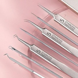 짜는기구 피가성비지핀셋 제거기 블랙헤드 8종 압출기 Pore Extractor Blackhead Removal Tool Set 8 Types