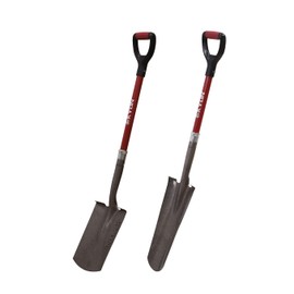 KYLIN Garden Spade Shovel and Drain Spade for Digging Trenches Gardening Construction Heavy Duty Fiberglass D-Handle Shovel 2-Piece Set