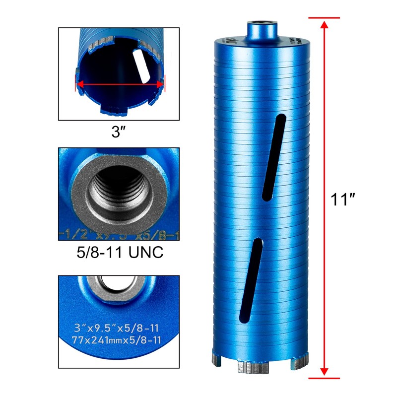 SALI Diamond Core Drill Bits 3" Diameter 10"/254mm Drilling Depth