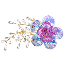 KZQtriid Brooches For Women,14k Gold Plated Copper,Rose Quartz Crystals Roselle Cubic Zirconia Brooch Pins For Women ，Crystal Broach,Flower Broach