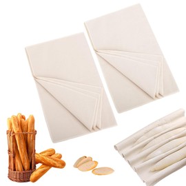 2PCS Sourdough Proofing Cloths & Flour Sack Towels - All-Cotton Unbleached Bread Baking Covers - Reusable Dough Rising Cloth for Artisanal Baguettes, Ciabatta