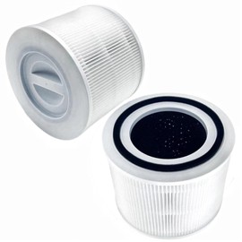 HOSECES 3-in-1 True HEPA Filter Core 300-RF Replacement for LEVOIT CORE 300 CORE 300S Air Purifier Filter, High Efficiency Activated Carbon Filter 2Pack (White)