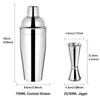 Cocktail Shaker 750 ml Jigger 25/50 ml with Internal Measuring