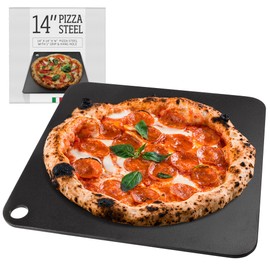 IMPRESA Pizza Oven Steel Plate - 14 x 14 x 0.25 in, Black, Steel Heat Retention & Crisp Crust Pizza Stone - Oven & Grill Versatility for Baking Stone