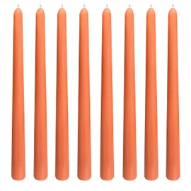 8 Pack 10 Inch Burnt-Orange Smooth Taper Candle Set, 7/8 Inch Unscented Driples Candlesticks for Home Decoration, 6-7 Hours Burn