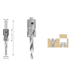 Amana Tool 55141 Carbide Tipped Shankless Counterbore with Slow Spiral #20 Screw 3/4 D x 5/16 Drill D x 5/16 Drill SHK