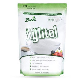 Zveet Birch Xylitol Sweetener | Keto Friendly, Non GMO Low Carb & Calorie Natural Sweetener Sugar Substitute | Kosher & Made in the USA | 5 Pound
