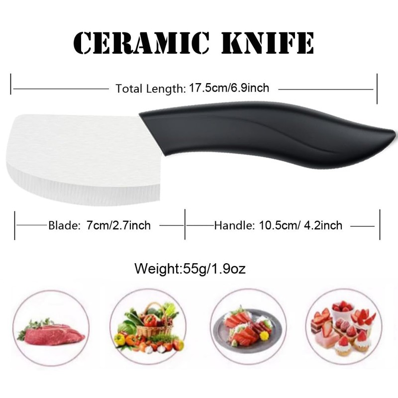 Ceramic Knife Mini Cleaver Nakiri Knife White Blade Small Paring