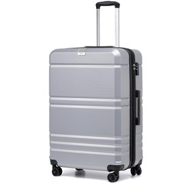 LONG VACATION Hardside Expandable Carry On Luggage, Hardshell Suitcase with Spinner Wheels and TSA Lock(Sliver, 28 INCH)