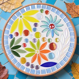 Yoption Petal Mosaic Tiles for Crafts, 200g Flower Leaf Ceramic Tiles Pieces for Mosaic Craft Supplies, DIY Outdoor Decor (Iridescent Green)