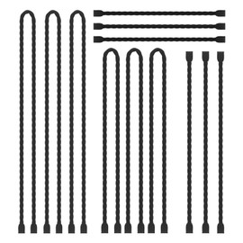 LOIUO 12PCS Silicone Cable Ties Reusable Twist Ties Steel-Core Black Straps Organizer All Purpose Bendable Cord Tie for Indoor Outdoor Holding Securing and Wrapping (6 12 18 24 inch)