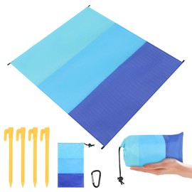 KufaerBeam Sand-Free Beach Blanket, 210 x 200 cm, Ultralight & Waterproof XXL Beach Mat with 4 Attachment Corners, Waterproof Beach Mat, Picnic Blanket with Carry Bag for Beach, Camping & Outdoor Use