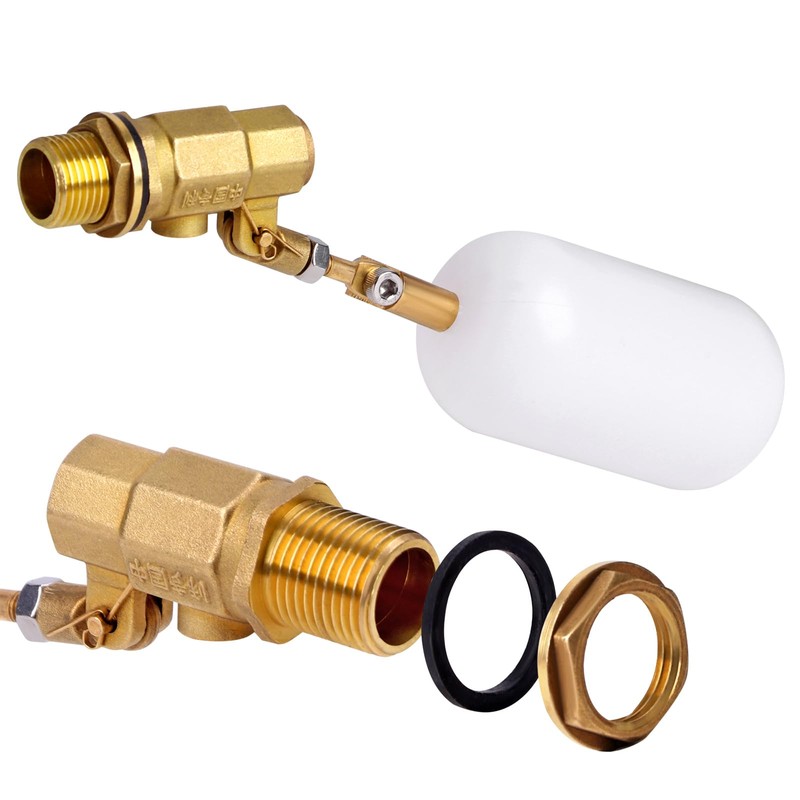 MUALROUS 1/2 Inch Brass Valve with Plastic Float Water Float