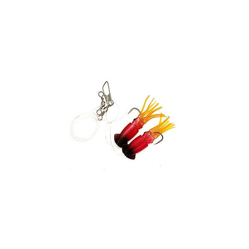 Rock Cod Squid Rigs 10 Pieces Black/Red