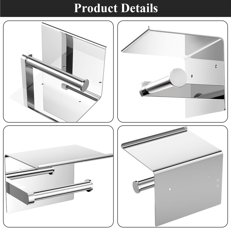 Tindbea Mega Size Toilet Paper Holder with Shelf + Towel