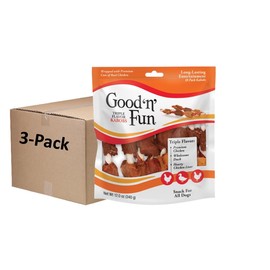 Good'n'Fun Triple Flavored Rawhide Kabobs for Dogs, 12 Oz (3 Pack)